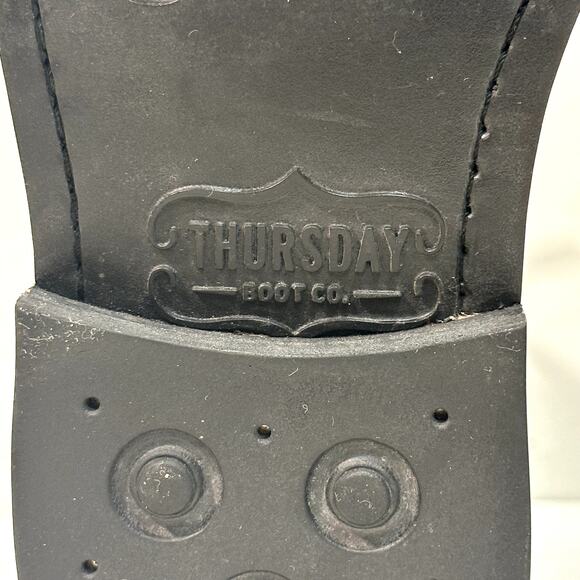 EXCELLENT Thursday Captain Service Boot Cap Toe Triple Black Goodyear Welt 8 - Picture 12 of 13